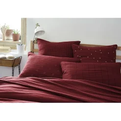 Taie d'oreiller Brodée Déco "Gaïa Boho" 60 x 60 cm & 50 x 70 cm "Gaze de Coton" - Gaïa Boho Lie de vin - 50 x 70 cm>L'Effet Papillon Clearance