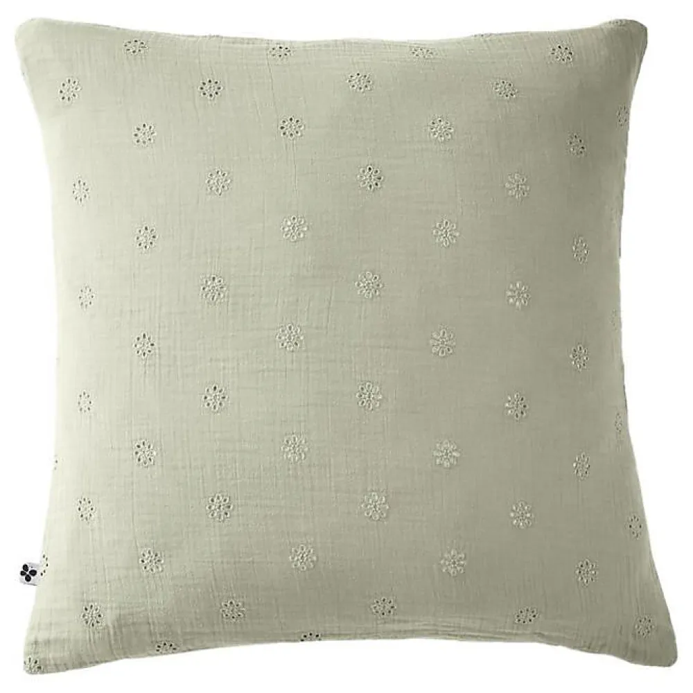 L'Effet Papillon Taie d'oreiller Brodée Déco "Gaïa Boho" 60 x 60 cm & 50 x 70 cm "Gaze de Coton" - Gaïa Boho Vert d'eau - 60 x 60 cm* Taie D'Oreiller