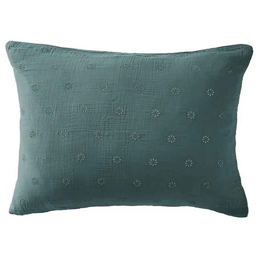 L'Effet Papillon Taie d'oreiller Brodée Déco "Gaïa Boho" 60 x 60 cm & 50 x 70 cm "Gaze de Coton" - Gaïa Boho Canard - 50 x 70 cm* Taie D'Oreiller