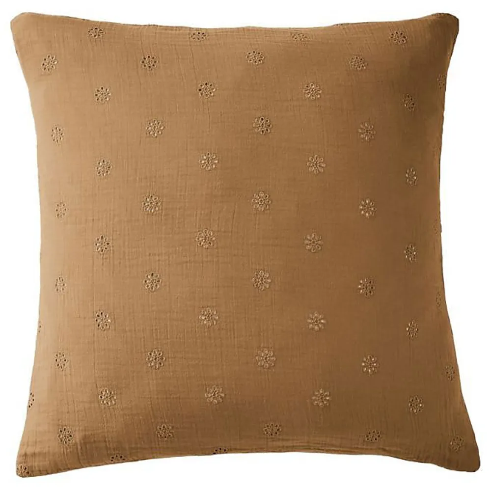 L'Effet Papillon Taie d'oreiller Brodée Déco "Gaïa Boho" 60 x 60 cm & 50 x 70 cm "Gaze de Coton" - Gaïa Boho Camel - 60 x 60 cm* Taie D'Oreiller