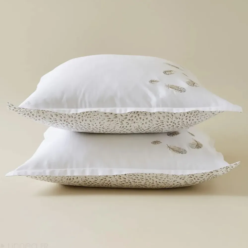 Linnea Taie d'oreiller brodée 50x80 cm en satin de coton NINA blanc* Taie D'Oreiller