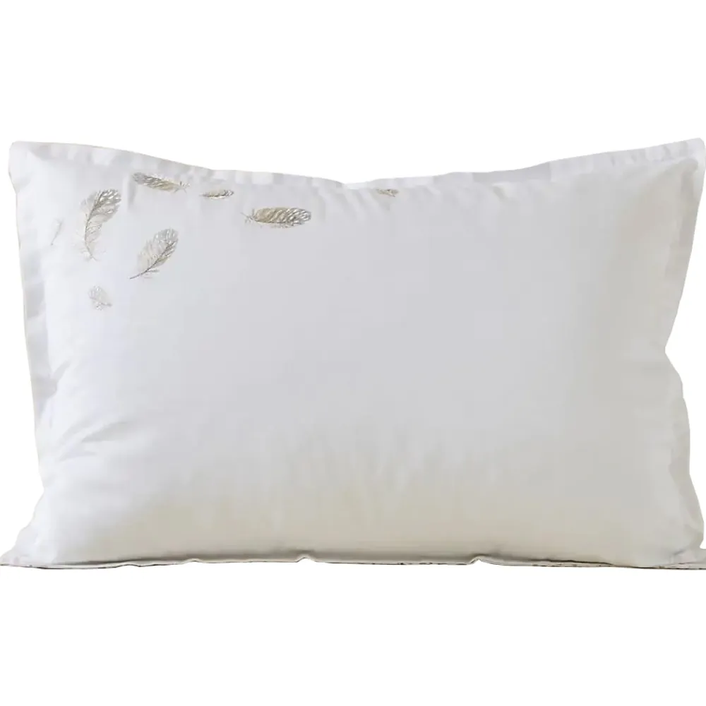 Linnea Taie d'oreiller brodée 50x80 cm en satin de coton NINA blanc* Taie D'Oreiller