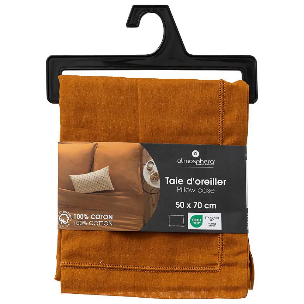 Atmosphera Créateur D'Intérieur Taie d'oreiller Carina coton 50x70cm jaune cumin - Atmosphera* Boutis, Couvre-Lit, Édredon