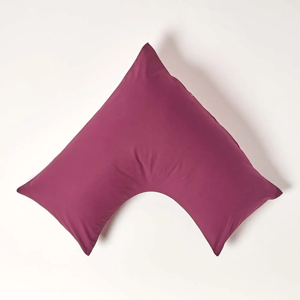 Homescapes Taie d'oreiller cervical bordeaux 100% coton égyptien 200 fils -* Taie D'Oreiller