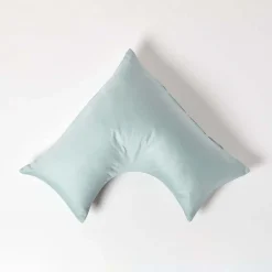Taie d'oreiller cervical bleu givré en coton égyptien bio 400 fils ->Homescapes Sale