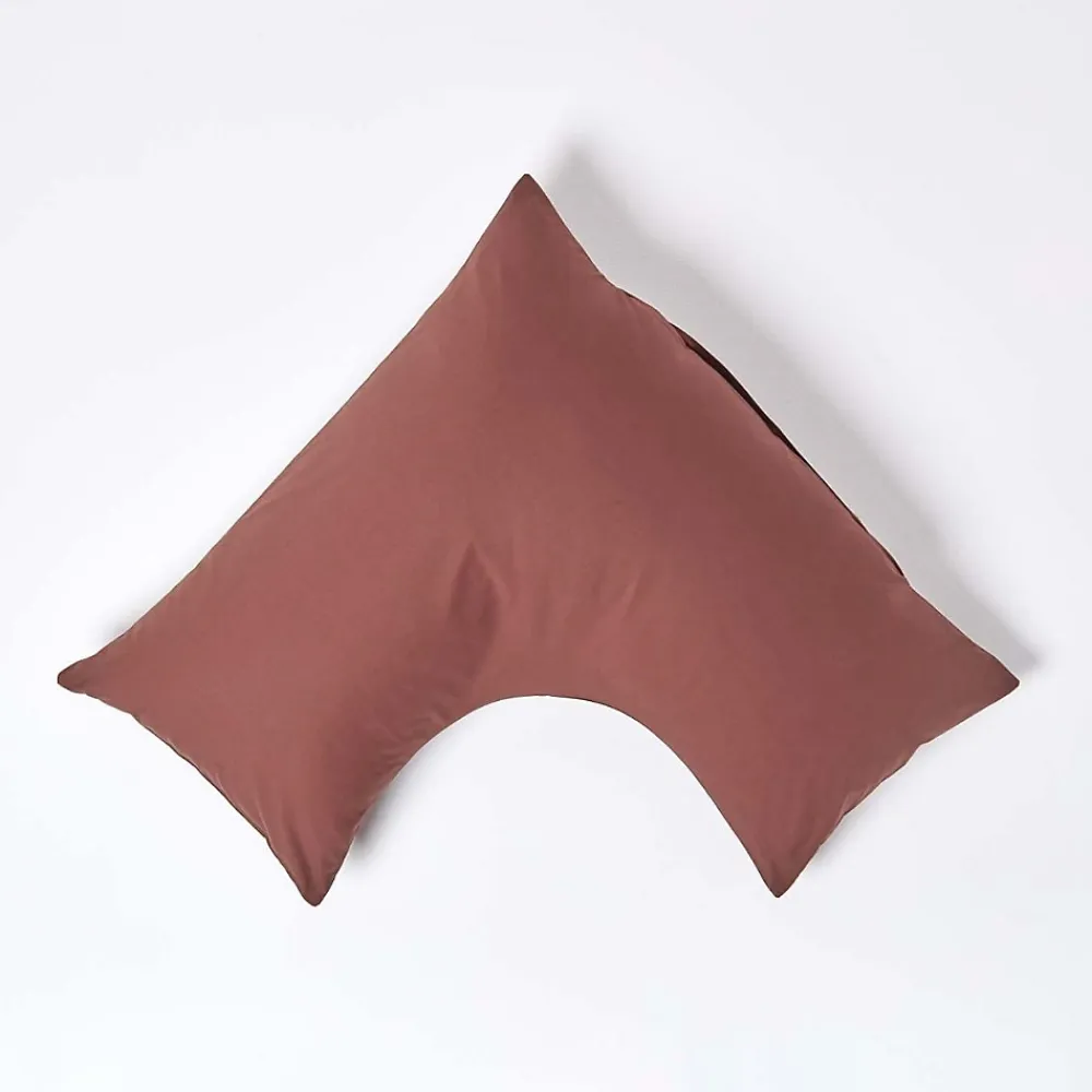 Homescapes Taie d'oreiller cervical marron chocolat 100% coton égyptien 200 fils -* Taie D'Oreiller