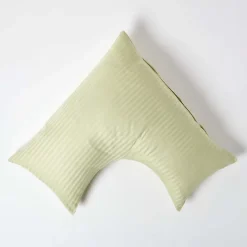 Taie d'oreiller cervical vert sauge satin rayé en coton égyptien 330 fils ->Homescapes Online