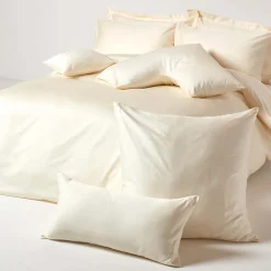 Taie d'oreiller écru en coton égyptien bio 400 fils, 40x40 cm -><noscript><img width=