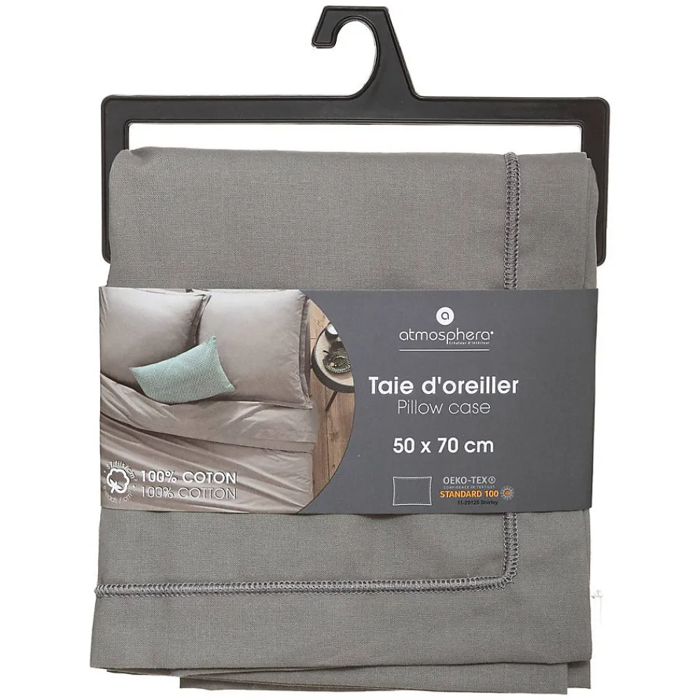 Atmosphera Créateur D'Intérieur Taie d'oreiller en coton - gris 50x70 cm - Atmosphera* Taie D'Oreiller