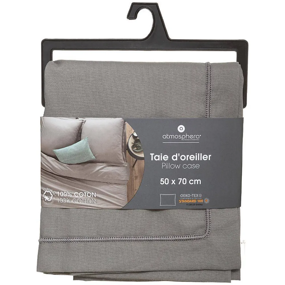 Atmosphera Créateur D'Intérieur Taie d'oreiller en coton - gris 50x70 cm - Atmosphera* Taie D'Oreiller