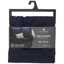 Taie d'oreiller en coton - bleu encre 50x70 cm - Atmosphera><noscript><img width=