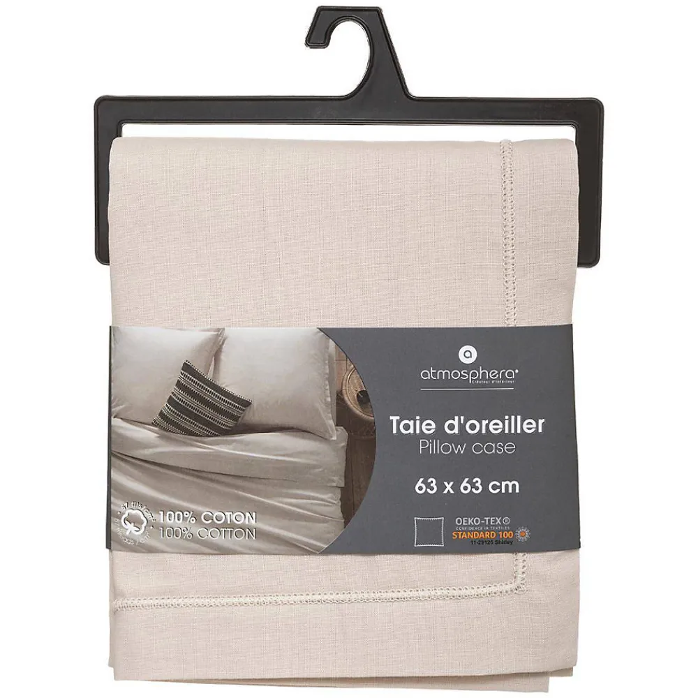 Taie d'oreiller en coton - lin 63x63 cm - Atmosphera>Atmosphera Créateur D'Intérieur Outlet