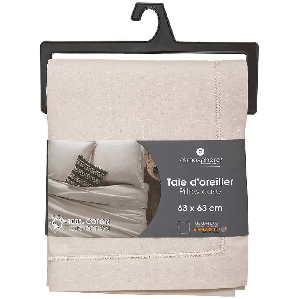 Taie d'oreiller en coton - lin 63x63 cm - Atmosphera>Atmosphera Créateur D'Intérieur Outlet