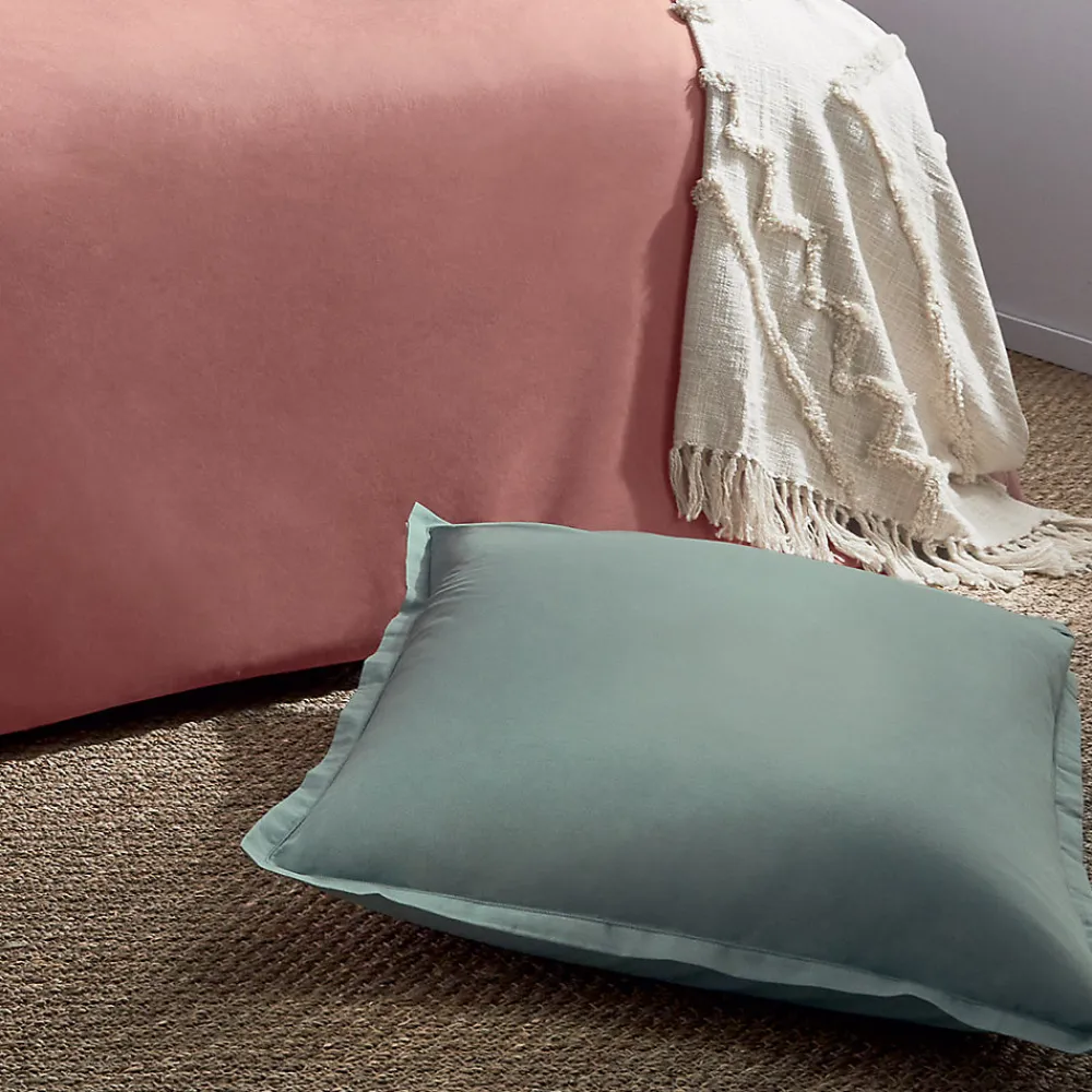 Taie d'oreiller en coton - vert céladon 63x63 cm - Atmosphera>Atmosphera Créateur D'Intérieur Clearance