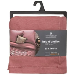 Taie d'oreiller en coton - rose blush 50x70 cm - Atmosphera><noscript><img width=