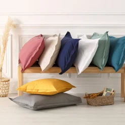 Taie d'oreiller en coton - rose blush 50x70 cm - Atmosphera><noscript><img width=