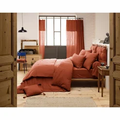 Taie d'oreiller en double gaze de coton 50 x 70 cm Terracotta><noscript><img width=