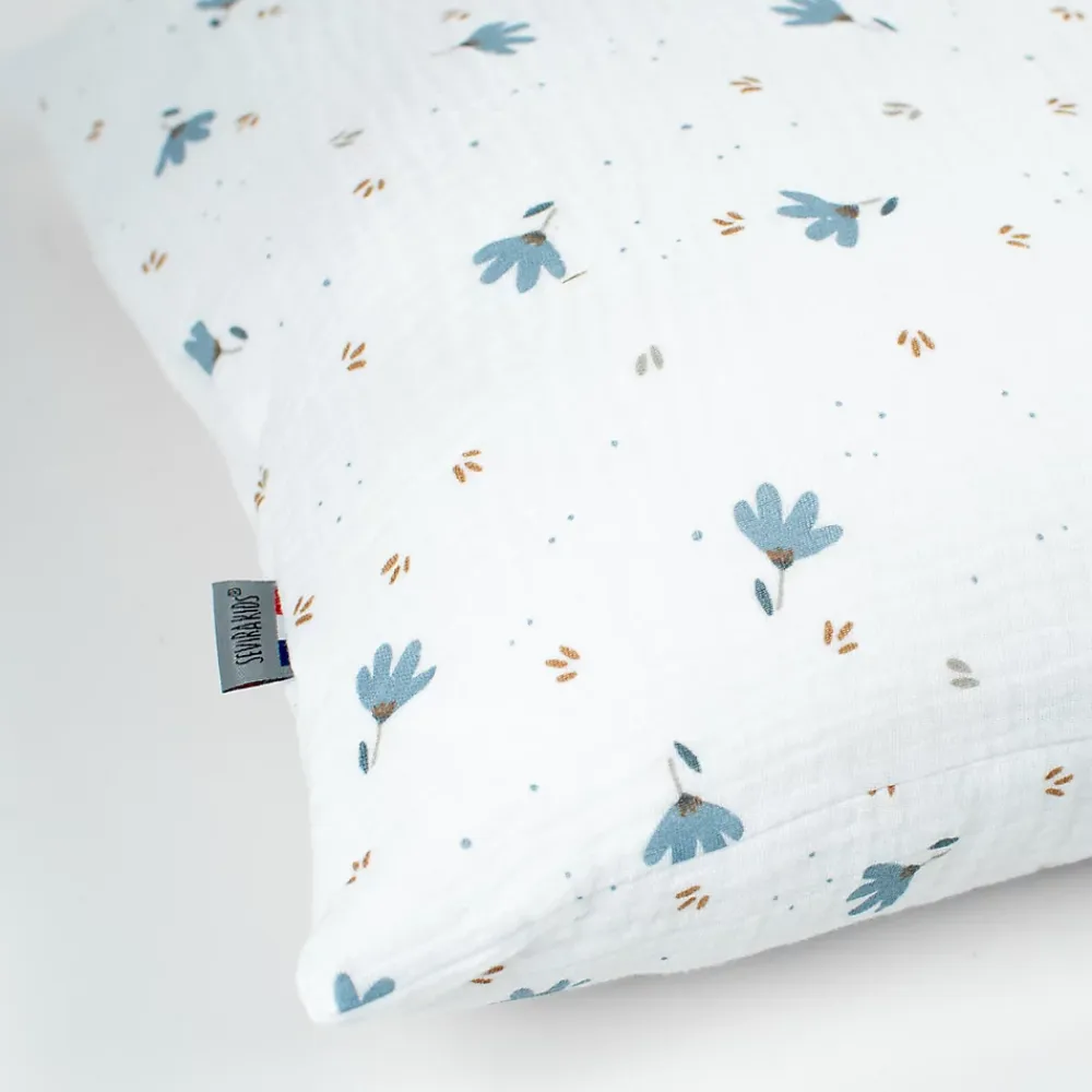 Sevira Kids Taie d'oreiller en gaze de coton Bleuet* Taie D'Oreiller