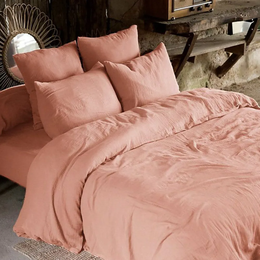 L'Effet Papillon Taie d'oreiller "Gaïa" 60 x 60 cm & 50 x 70 cm "Gaze de Coton" - Gaïa Rose Pêche - 60 x 60 cm* Taie D'Oreiller