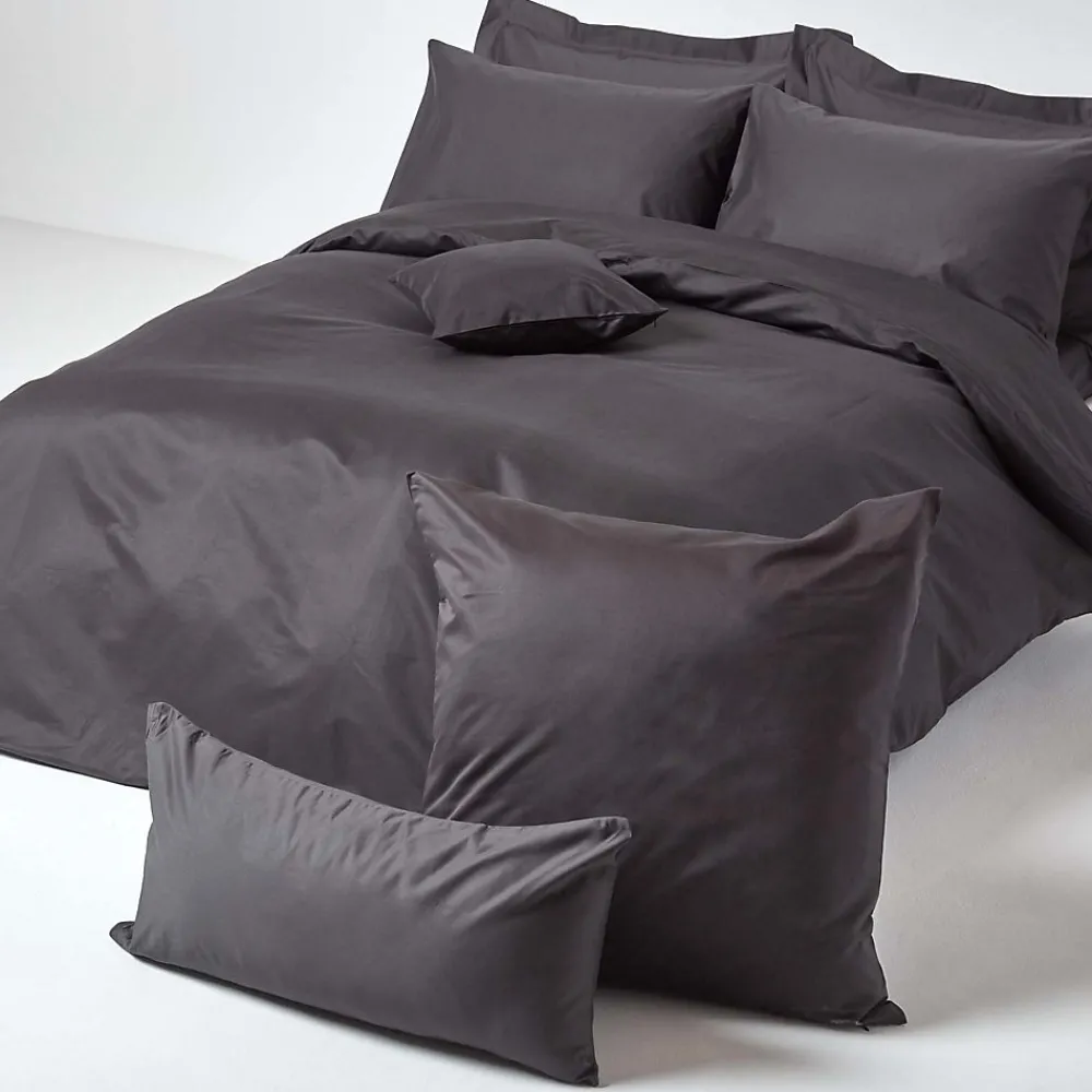 Taie d'oreiller gris foncé en satin de coton égyptien 1000 fils, 40x40 cm ->Homescapes Hot