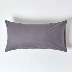 Homescapes Taie d'oreiller gris foncé 100% coton égyptien 200 fils, 50x90 cm -* Taie D'Oreiller