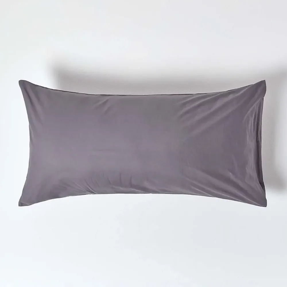 Homescapes Taie d'oreiller gris foncé 100% coton égyptien 200 fils, 50x90 cm -* Taie D'Oreiller