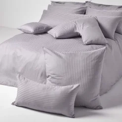 Homescapes Taie d'oreiller gris satin rayé en coton égyptien 330 fils, 50x75 cm -* Taie D'Oreiller