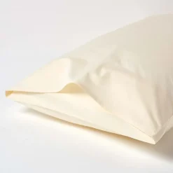 Homescapes Taie d'oreiller ivoire 100% coton égyptien 200 fils, 50x75 cm -* Taie D'Oreiller