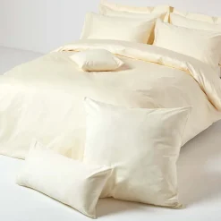Taie d'oreiller ivoire en satin de coton égyptien 1000 fils, 40x40 cm -><noscript><img width=
