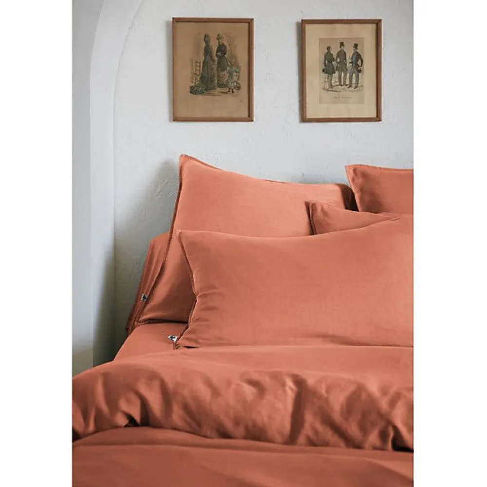 L'Effet Papillon Taie d'oreiller "Lysandre" toutes dimensions "Lyocel" - Lysandre Terracotta - Taie d'oreiller 50 x 70 cm* Taie D'Oreiller