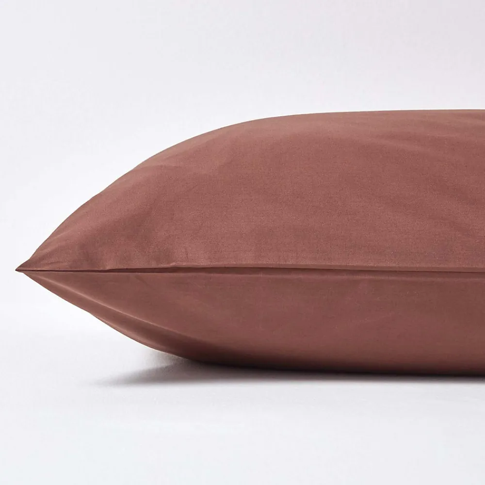 Taie d'oreiller marron chocolat 100% coton égyptien 200 fils, 50x75 cm ->Homescapes Discount