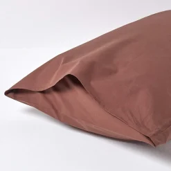Taie d'oreiller marron chocolat 100% coton égyptien 200 fils, 50x75 cm -><noscript><img width=