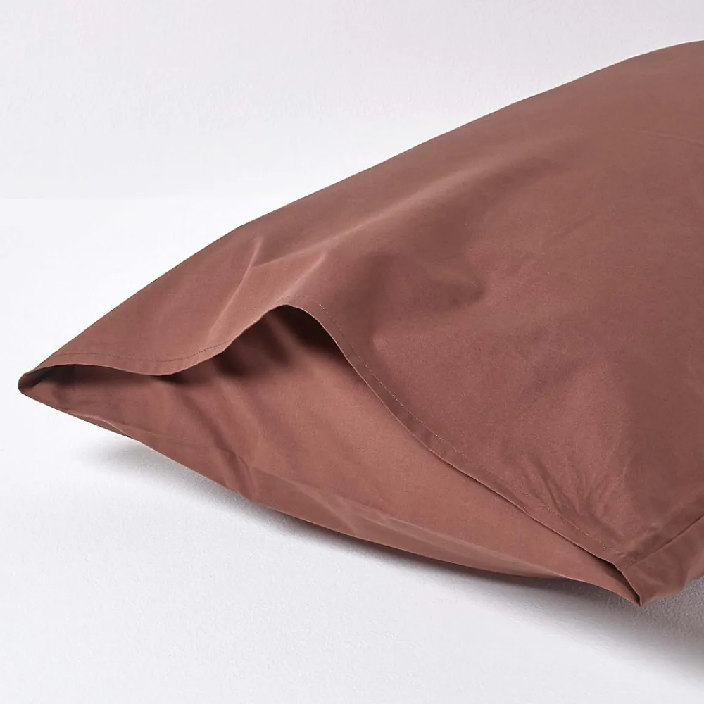 Taie d'oreiller marron chocolat 100% coton égyptien 200 fils, 50x75 cm ->Homescapes Discount