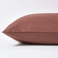 Taie d'oreiller marron chocolat 100% coton égyptien 200 fils, 60x60 cm ->Homescapes New