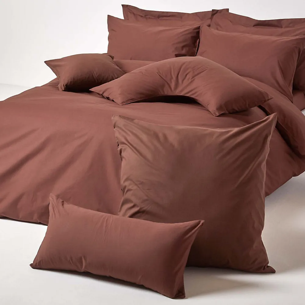 Taie d'oreiller marron chocolat 100% coton égyptien 200 fils, 60x60 cm ->Homescapes New