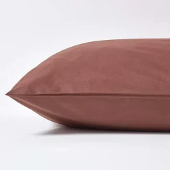 Homescapes Taie d'oreiller marron chocolat 100% coton égyptien 200 fils, 40x80 cm -* Taie D'Oreiller