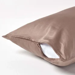 Homescapes Taie d'oreiller marron en coton égyptien bio 400 fils, 40x80 cm -* Taie D'Oreiller