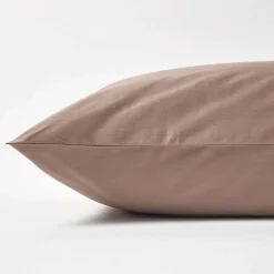 Taie d'oreiller marron en coton égyptien bio 400 fils, 50x75 cm ->Homescapes Discount