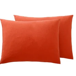 Coton Pur Taie d'oreiller "Noah" 50 x 70 cm "Gaze de Coton" - Noah Terracotta* Taie D'Oreiller