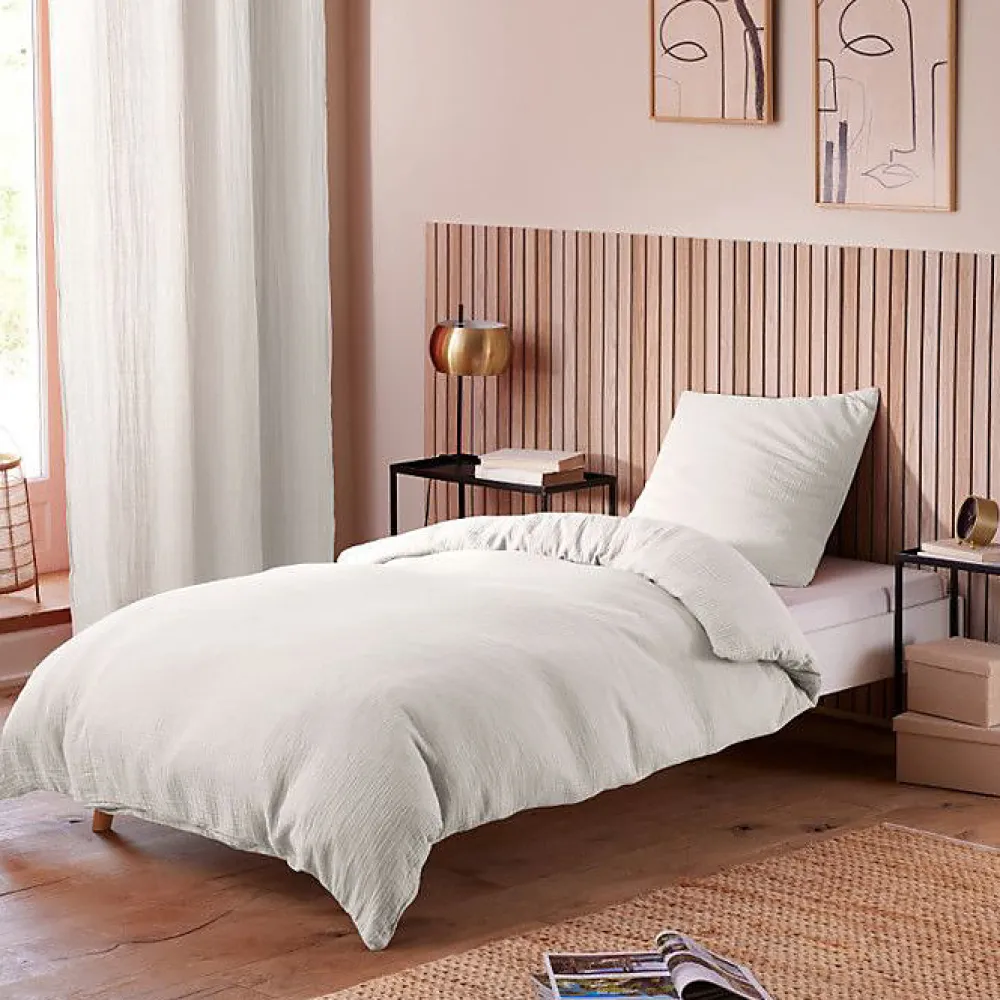Taie d'oreiller "Noah" 50 x 70 cm "Gaze de Coton" - Noah Neige>Coton Pur Outlet
