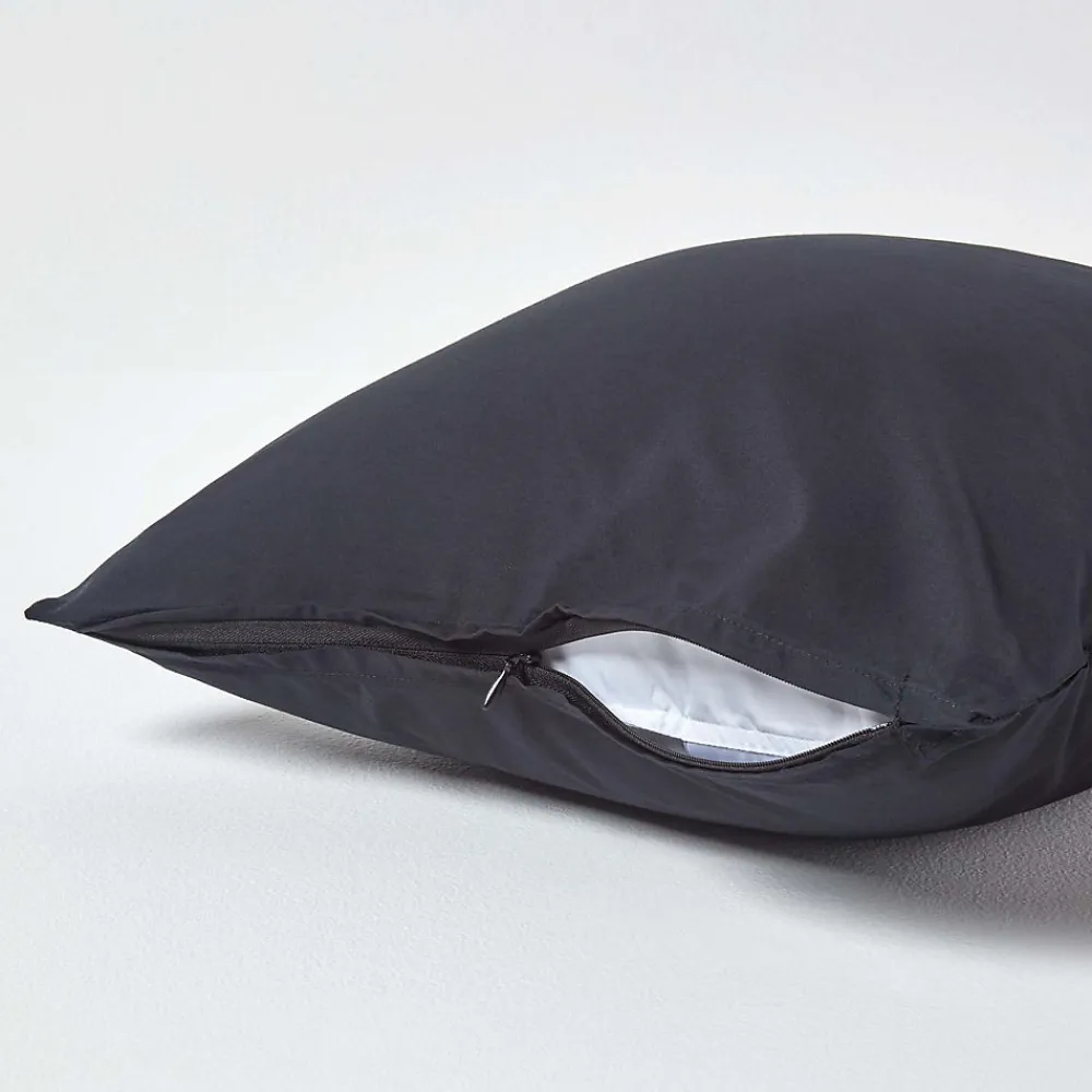Taie d'oreiller noir 100% coton égyptien 200 fils, 40x40 cm ->Homescapes Sale