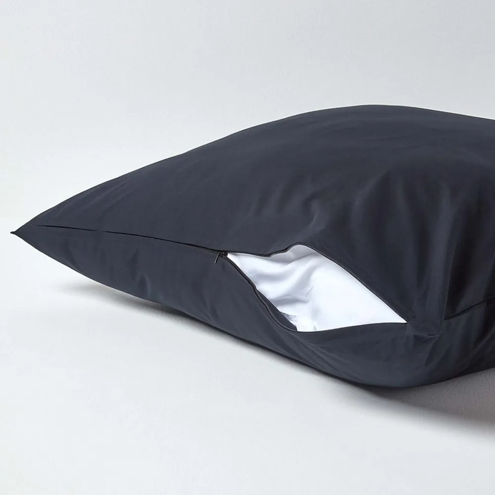 Taie d'oreiller noir 100% coton égyptien 200 fils, 60x60 cm ->Homescapes Outlet