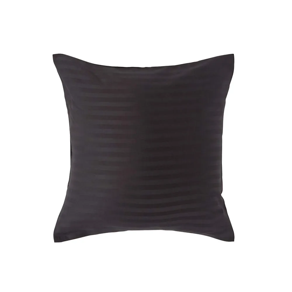 Homescapes Taie d'oreiller noir satin rayé en coton égyptien 330 fils, 40x40 cm -* Taie D'Oreiller