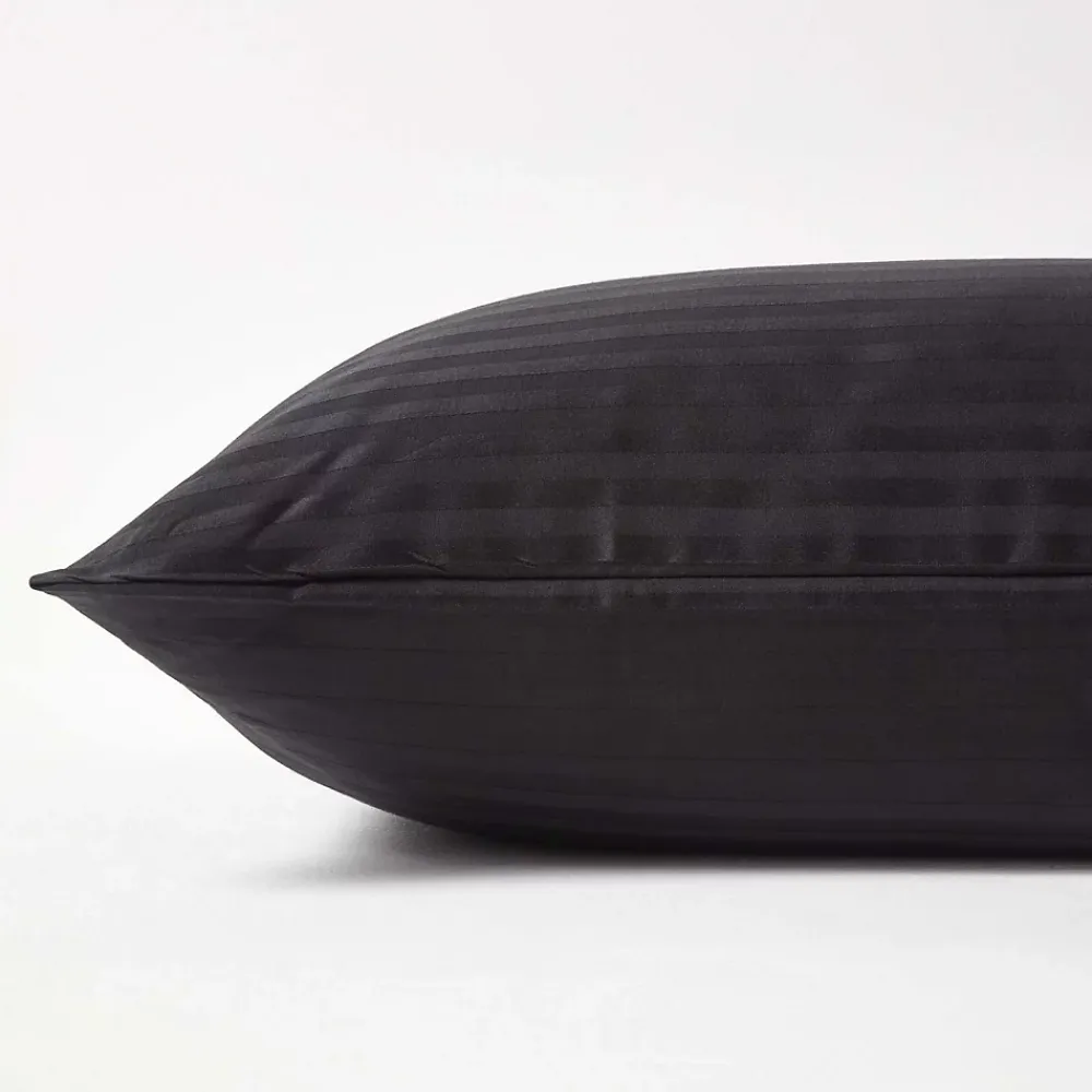 Homescapes Taie d'oreiller noir satin rayé en coton égyptien 330 fils, 40x40 cm -* Taie D'Oreiller