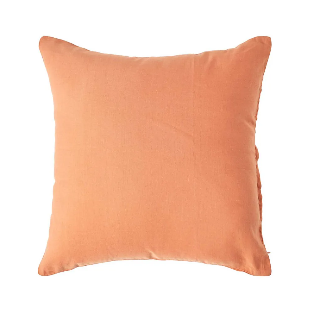 Taie d'oreiller orange en lin lavé, 60x60 cm ->Homescapes Clearance