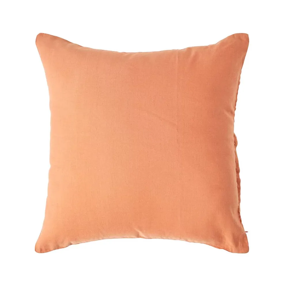 Homescapes Taie d'oreiller orange en lin lavé, 80x80 cm -* Taie D'Oreiller