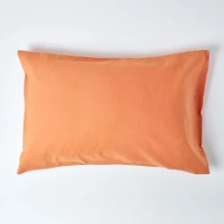 Homescapes Taie d'oreiller orange en lin lavé, 50x90 cm -* Taie D'Oreiller