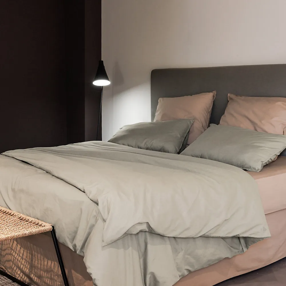 Taie d'oreiller PALACE pur coton lavé 65x65 cm uni beige lin>Linnea Clearance