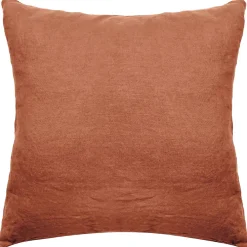 Linnea Taie d'oreiller PALACE pur coton lavé 65x65 cm uni marron terre cuite* Taie D'Oreiller