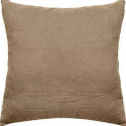 Linnea Taie d'oreiller PALACE pur coton lavé 65x65 cm uni marron cognac* Taie D'Oreiller